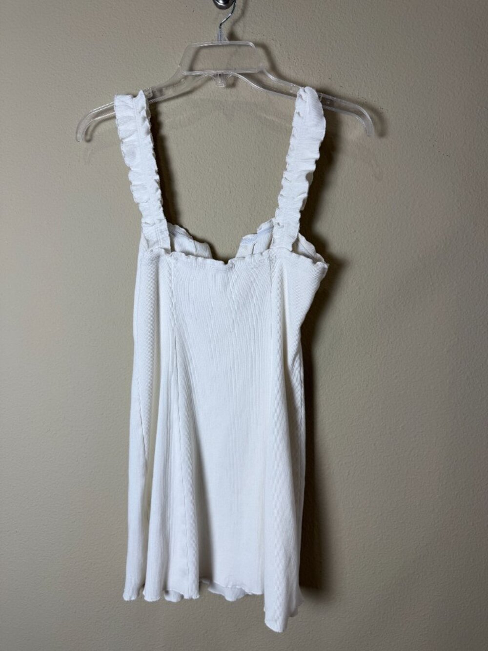 Intimately Free People Ruffle V-Neck Ribbed Mini Dress / Slip Size Small - Picture 3 of 10